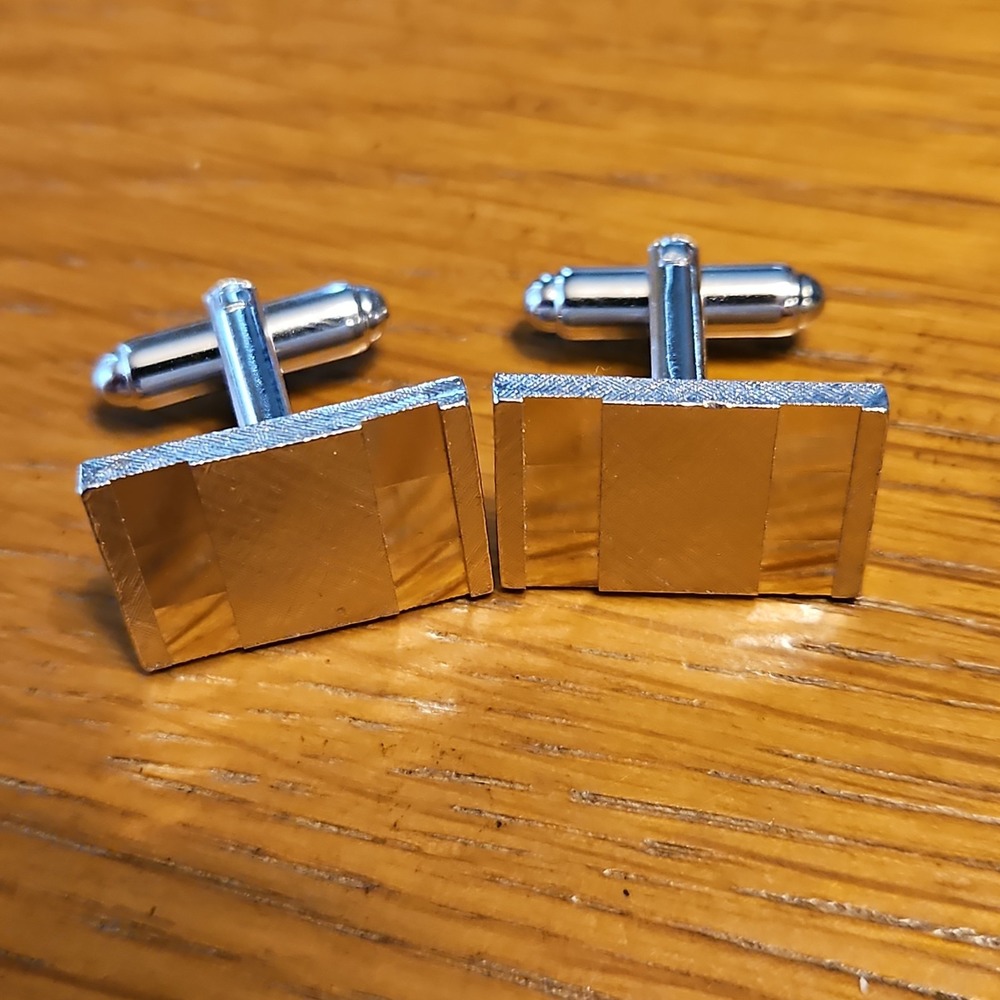 Vintage‎ Dante Cufflinks Silver Square Dual Tone Design